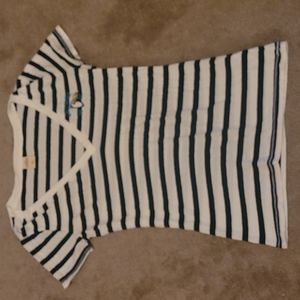 Hollister T-shirt.  Junior size large. White and navy blue stripes..  26" length
